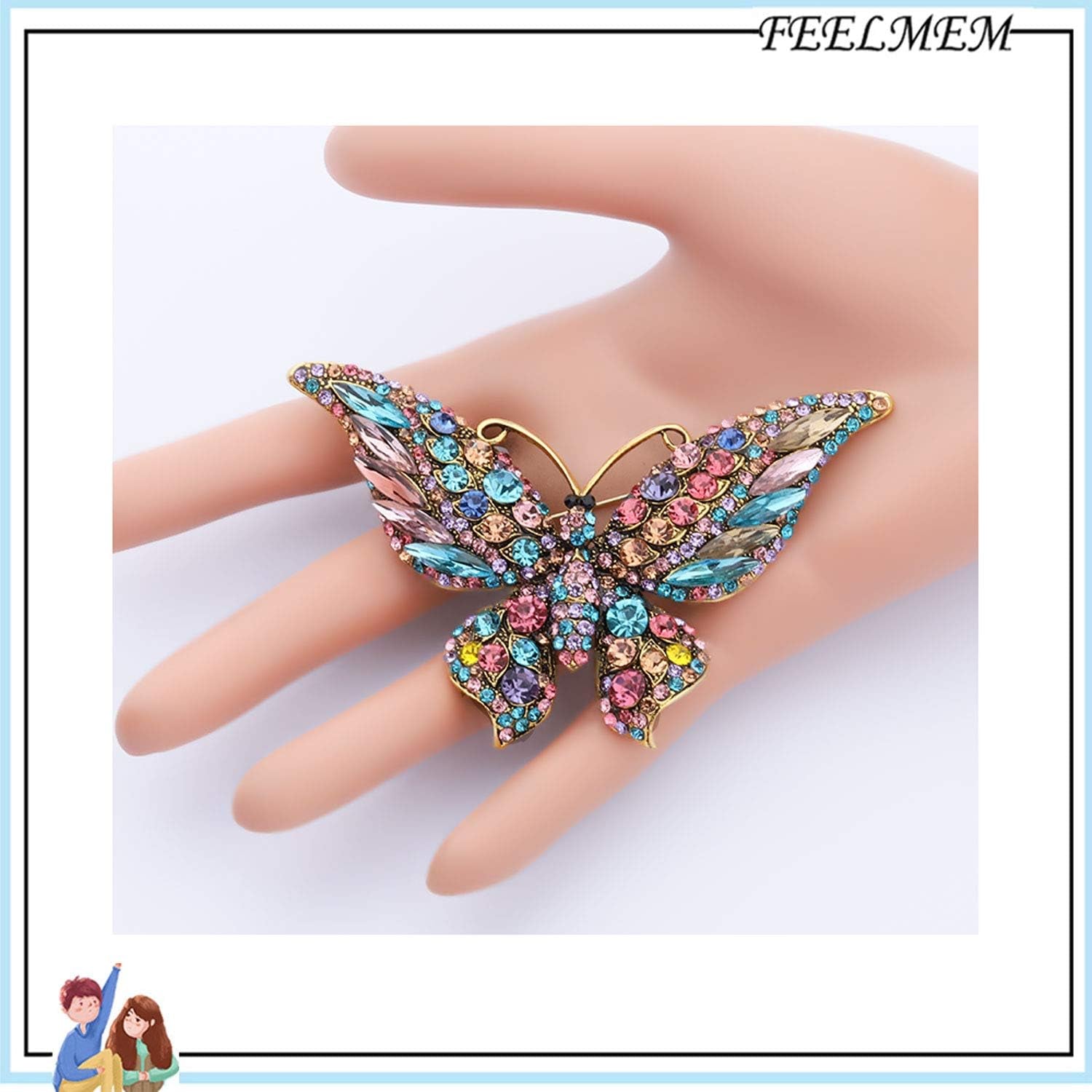 💎 Crystal Rhinestone Butterfly Brooch Pin – Blue Elegant Butterfly Brooch for Women | Wedding, Banquet & Birthday Party Jewelry Accessory