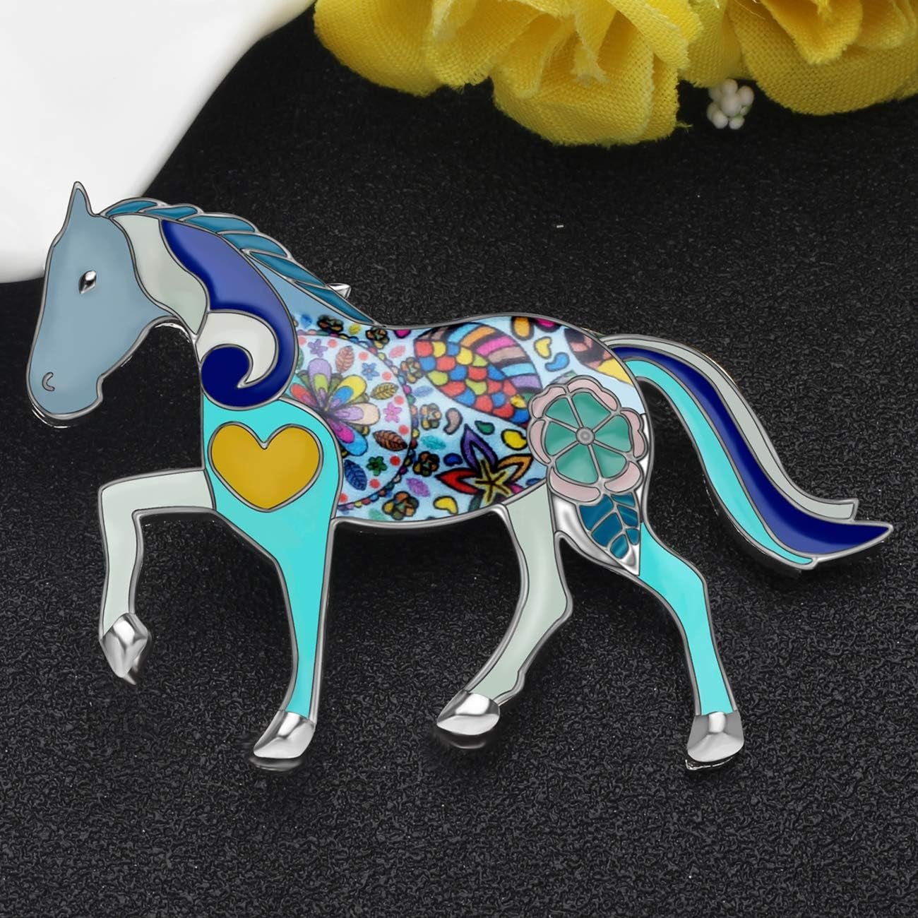 🐎 Enamel Alloy Elegant Horse Brooch Pin for Women & Girls