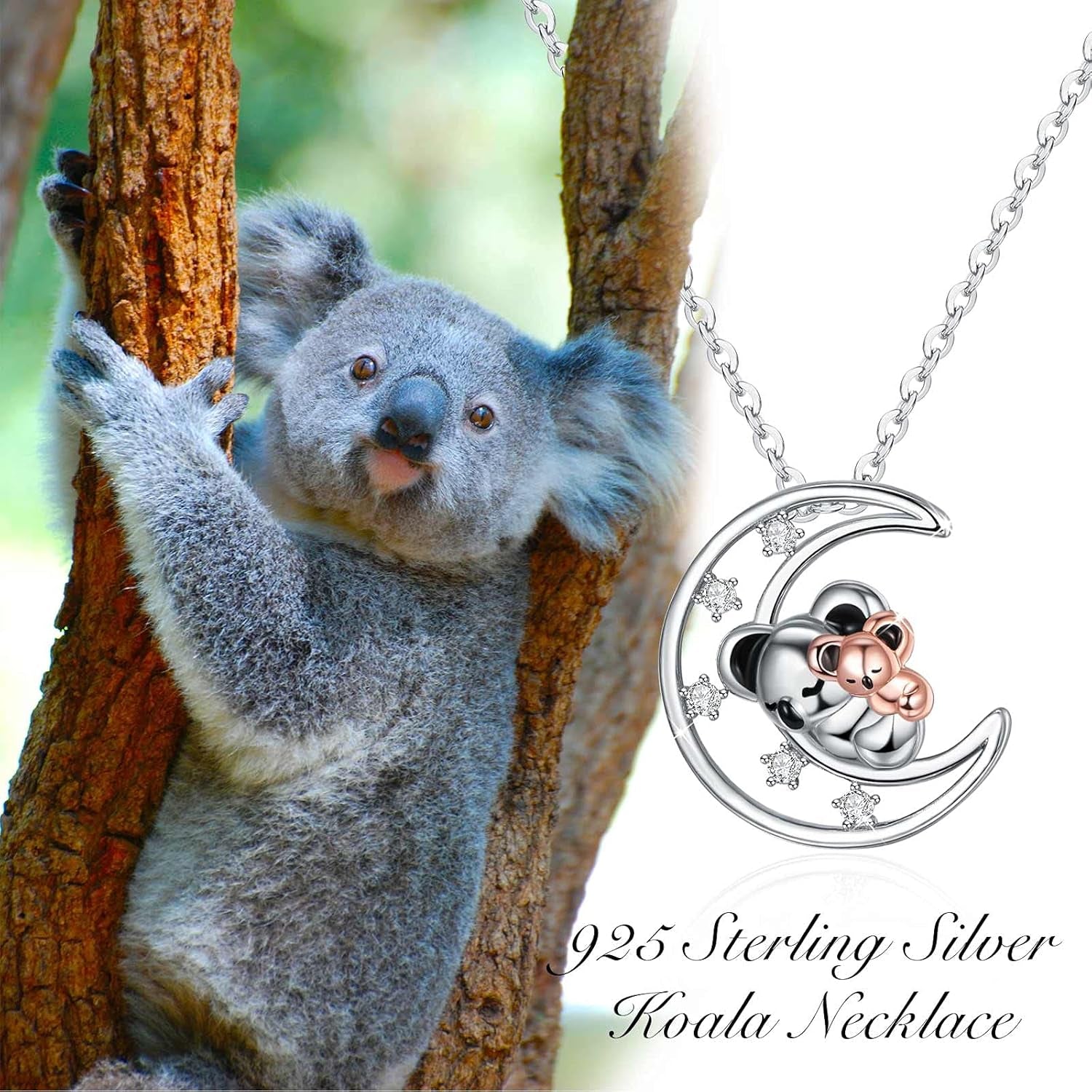 Mother Daughter Koala Bear Necklace – 925 Sterling Silver Animal Pendant Jewelry Gift for Women & Girls