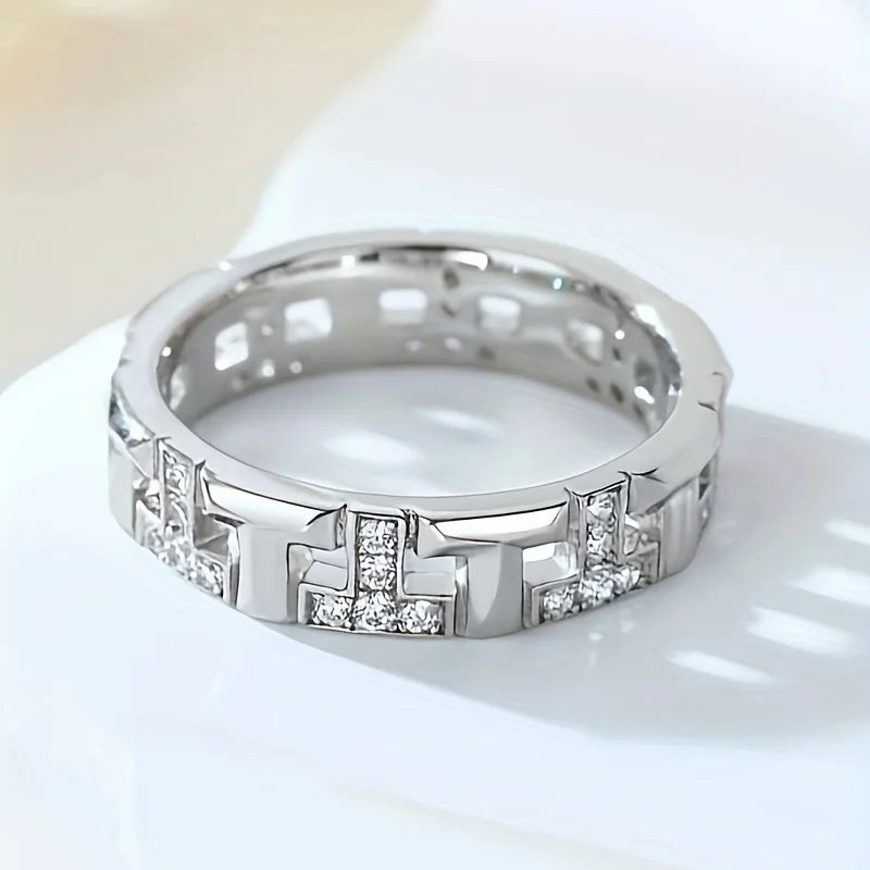 💎 3.7 Carat Moissanite Eternity Ring – Unisex S925 Sterling Silver T-Ring