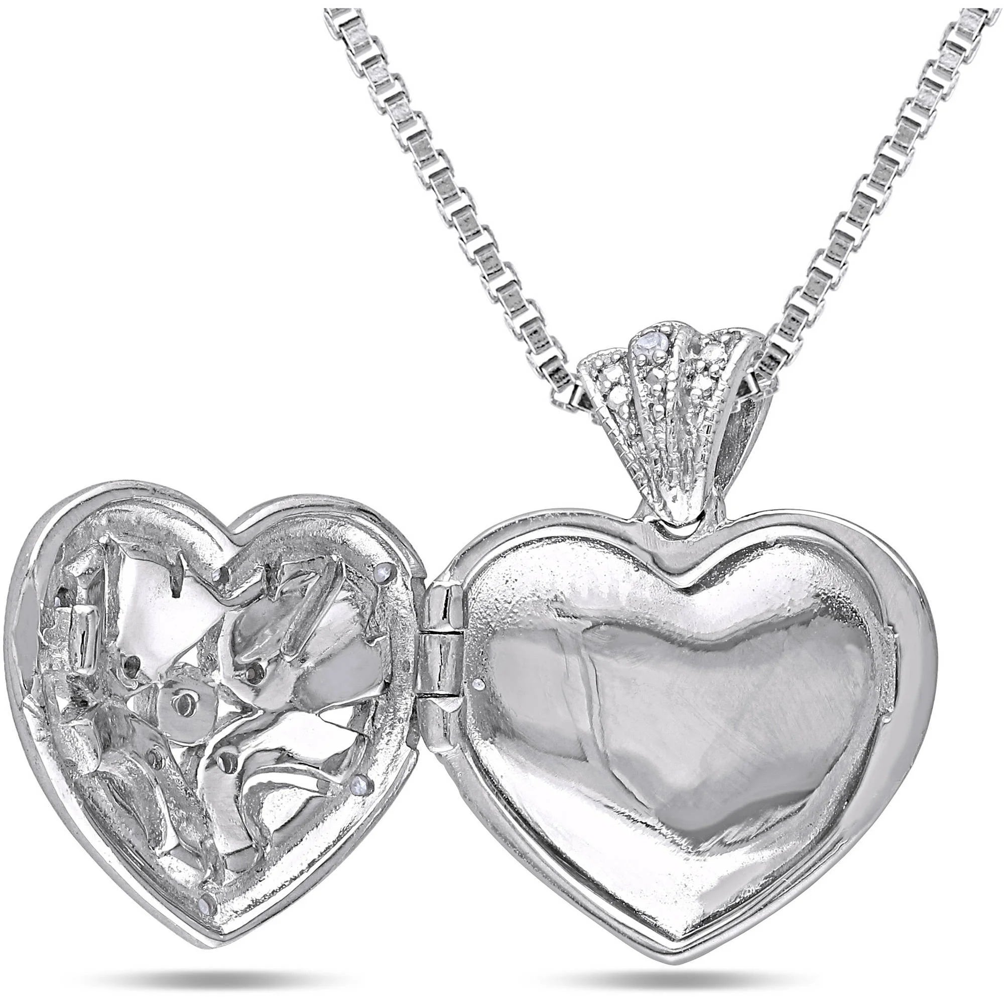 Women’s Diamond Sterling Silver Necklace – Elegant Sparkling Pendant Jewelry