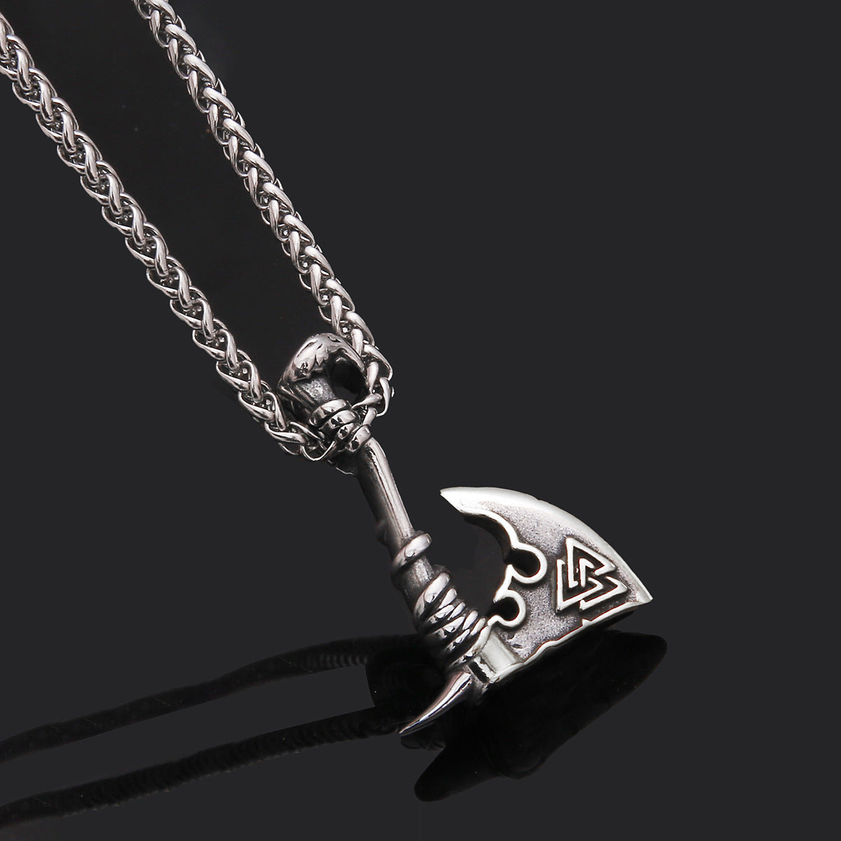 Men’s Stainless Steel Axe Pendant Necklace – Titanium Steel Orchid Chain Jewelry