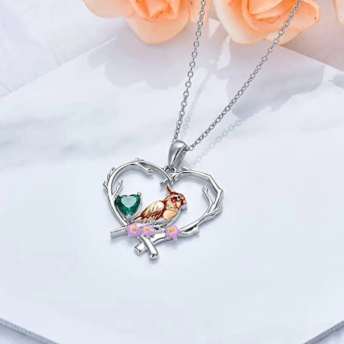 Christmas Robin Bird Pendant Necklace – 925 Sterling Silver Cute Bird Jewelry Gift for Women, Friends & Moms