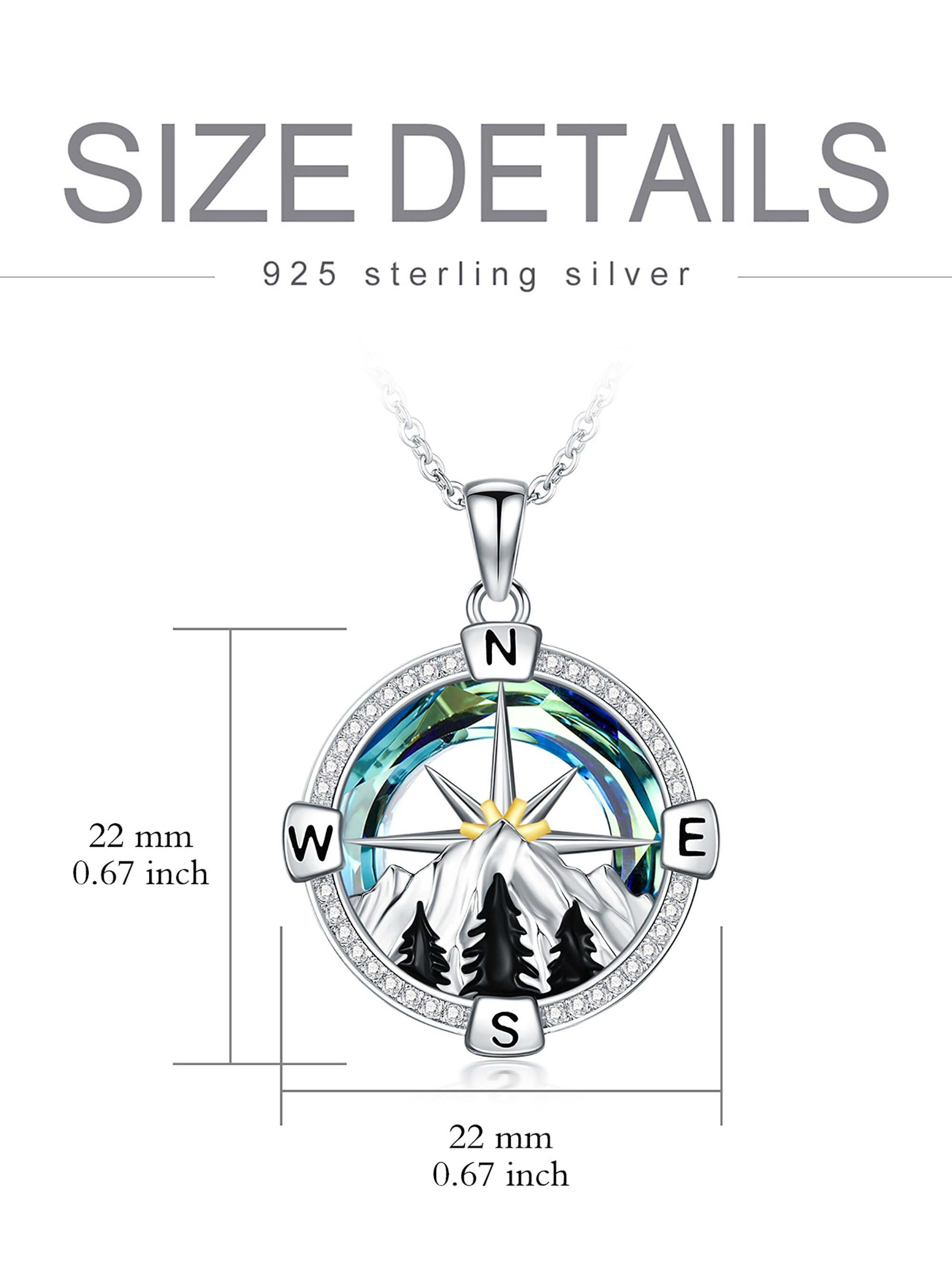 🧭 Mountain Compass Necklace – 925 Sterling Silver “I’d Be Lost Without You” Pendant Jewelry with Crystal | Birthday & Anniversary Gifts for Women