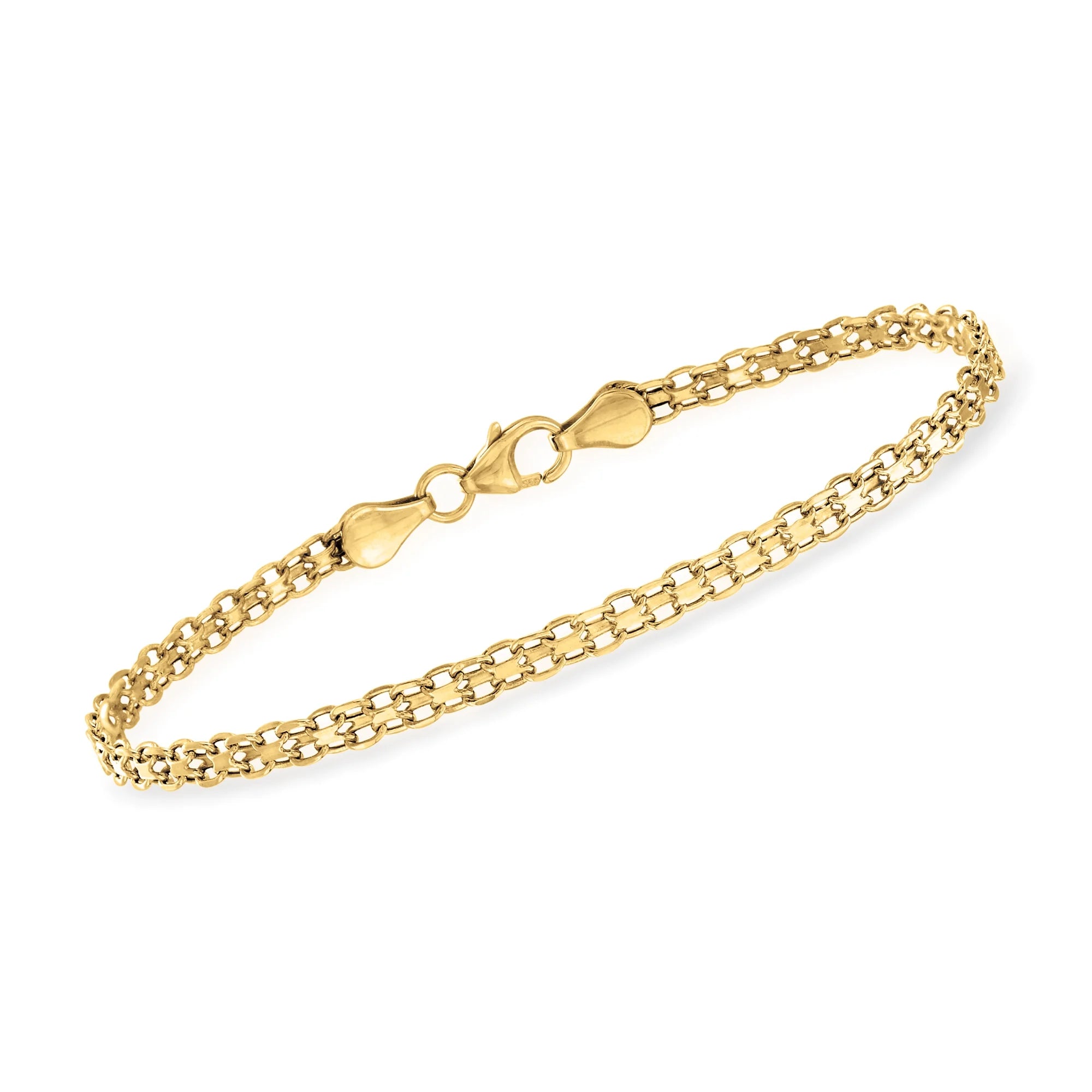 Pure Collection Italian 14K Yellow Gold Bismark-Link Bracelet for Women