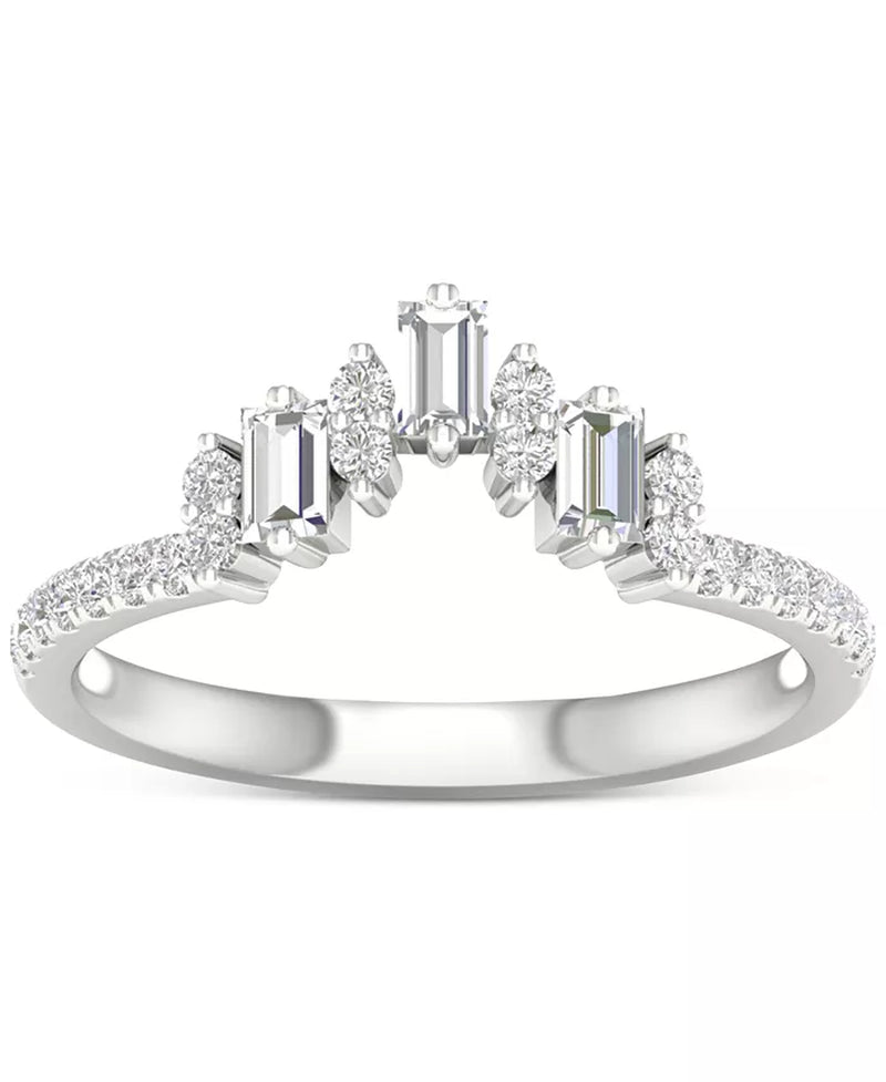 Diamond Baguette & Round Band in 14K White Gold (1/3 Ct. T.W.)