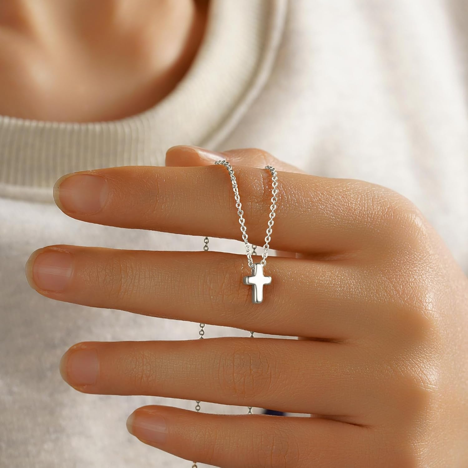 Cross Necklace for Women – Bubble 3D Sideways Cross Pendant: