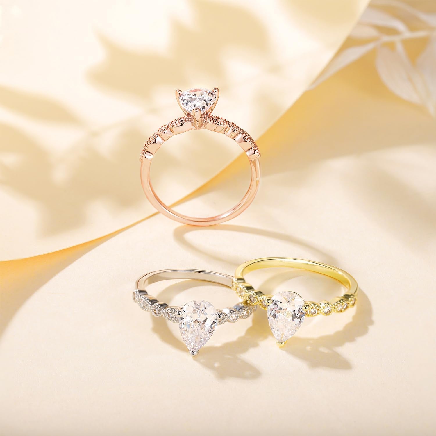 1.5Ct Teardrop Engagement Ring for Women – Marquise Pear-Shaped Cubic Zirconia Promise Ring (Sizes 4–12)