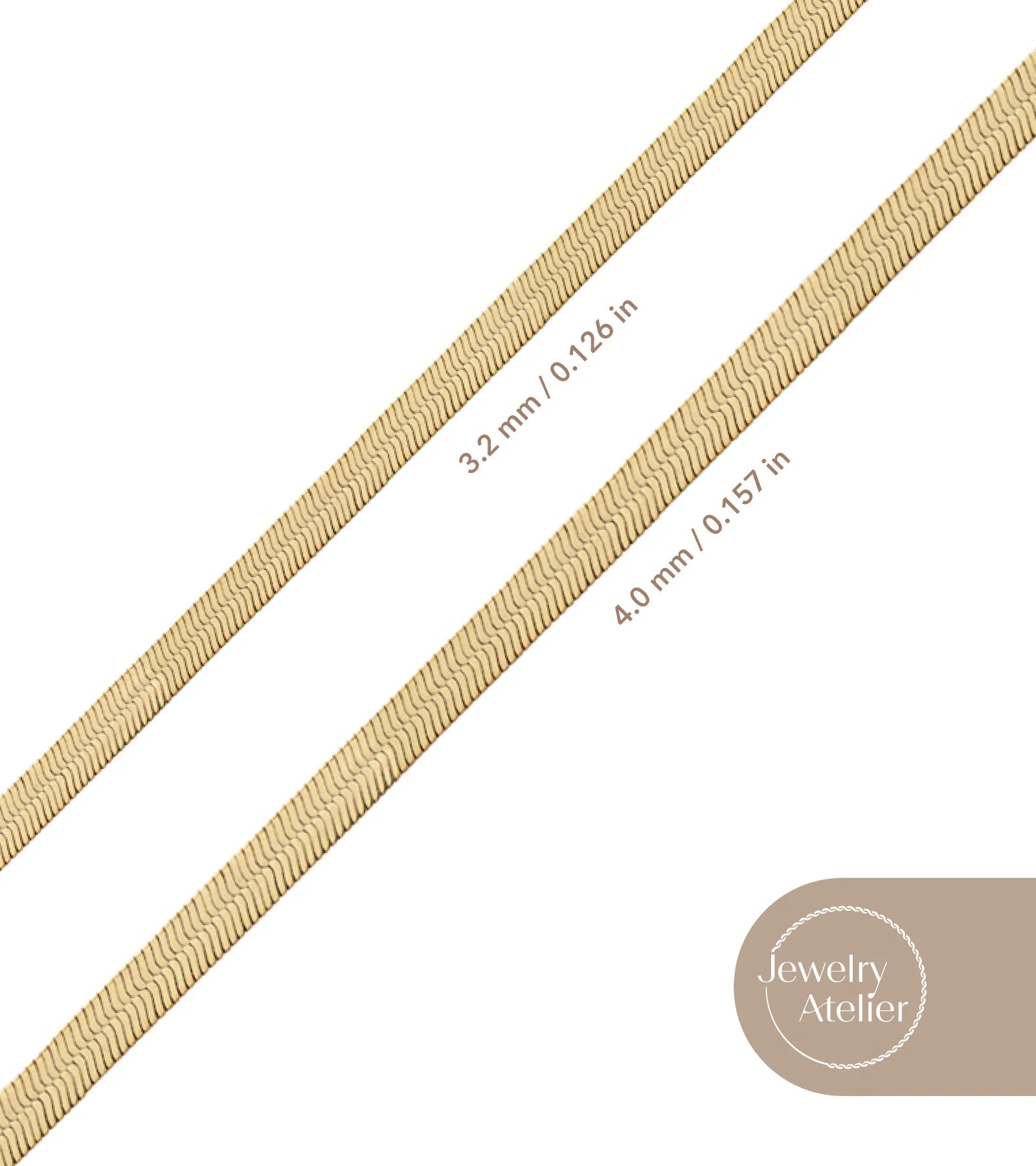 Gold Chain Necklace Collection – 14K Solid Yellow Gold Filled Herringbone & Snake Chains for Women and Men, 4.0mm