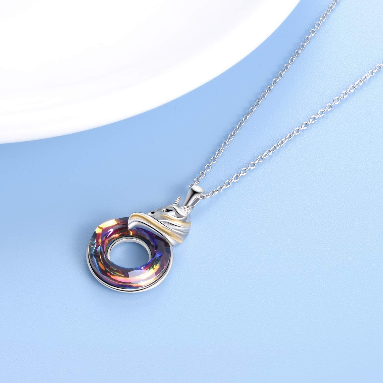 Unicorn Sterling Silver Pendant Necklace with Crystal – Birthday Gift for Women & Unicorn Lovers