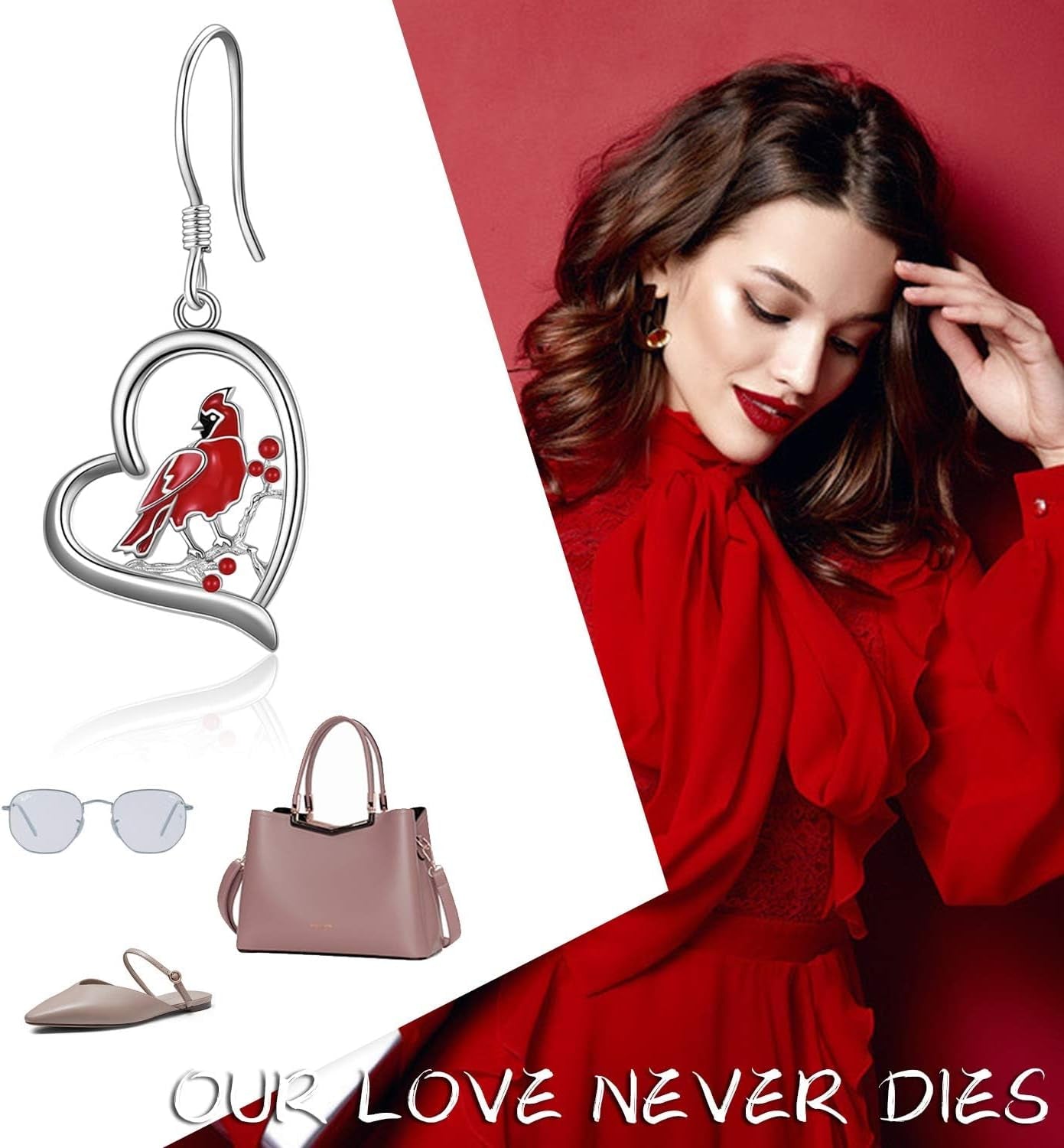 Cardinal Dangle Earrings – Sterling Silver Animal Jewelry Gift for Women