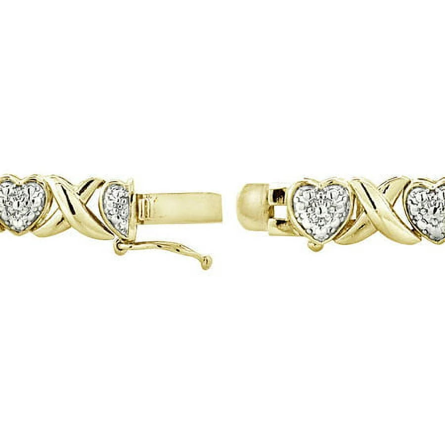 Gold Tone 1/2 Ct Diamond X & Heart Bracelet for Women – Romantic Sparkle