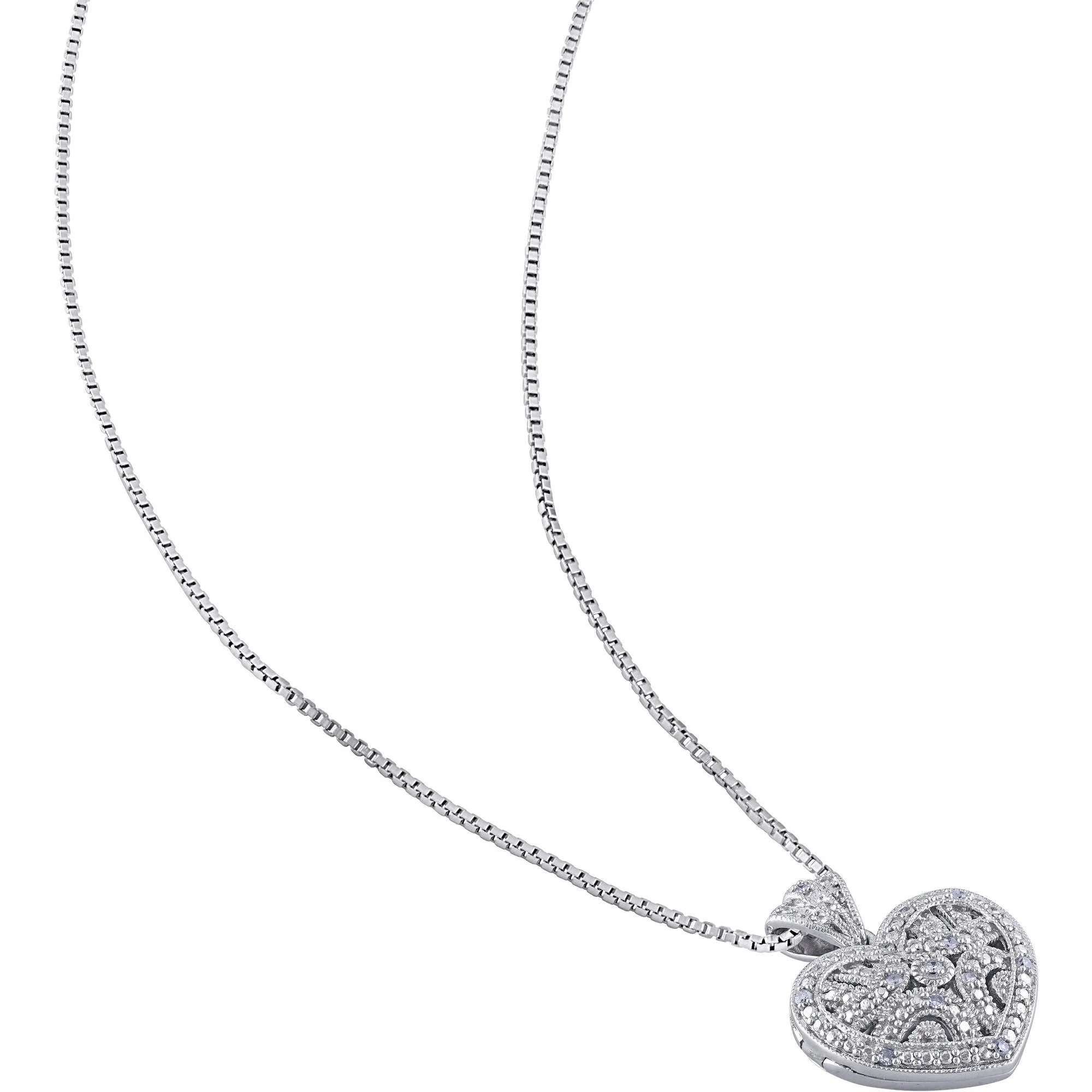 Women’s Diamond Sterling Silver Necklace – Elegant Sparkling Pendant Jewelry
