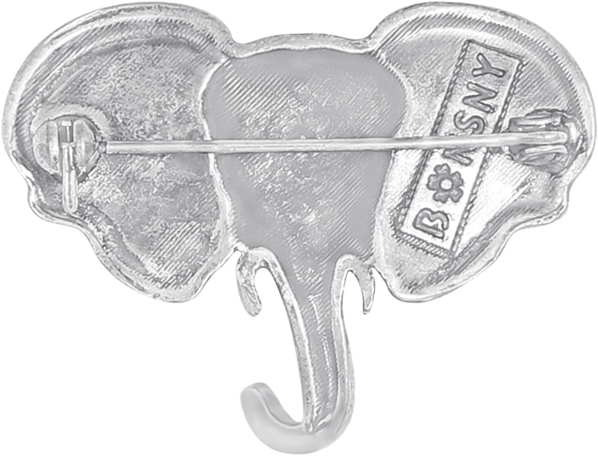 Metal Enamel Shiny Rhinestone Elephant Brooch – Elegant Animal Pin for Women & Teens