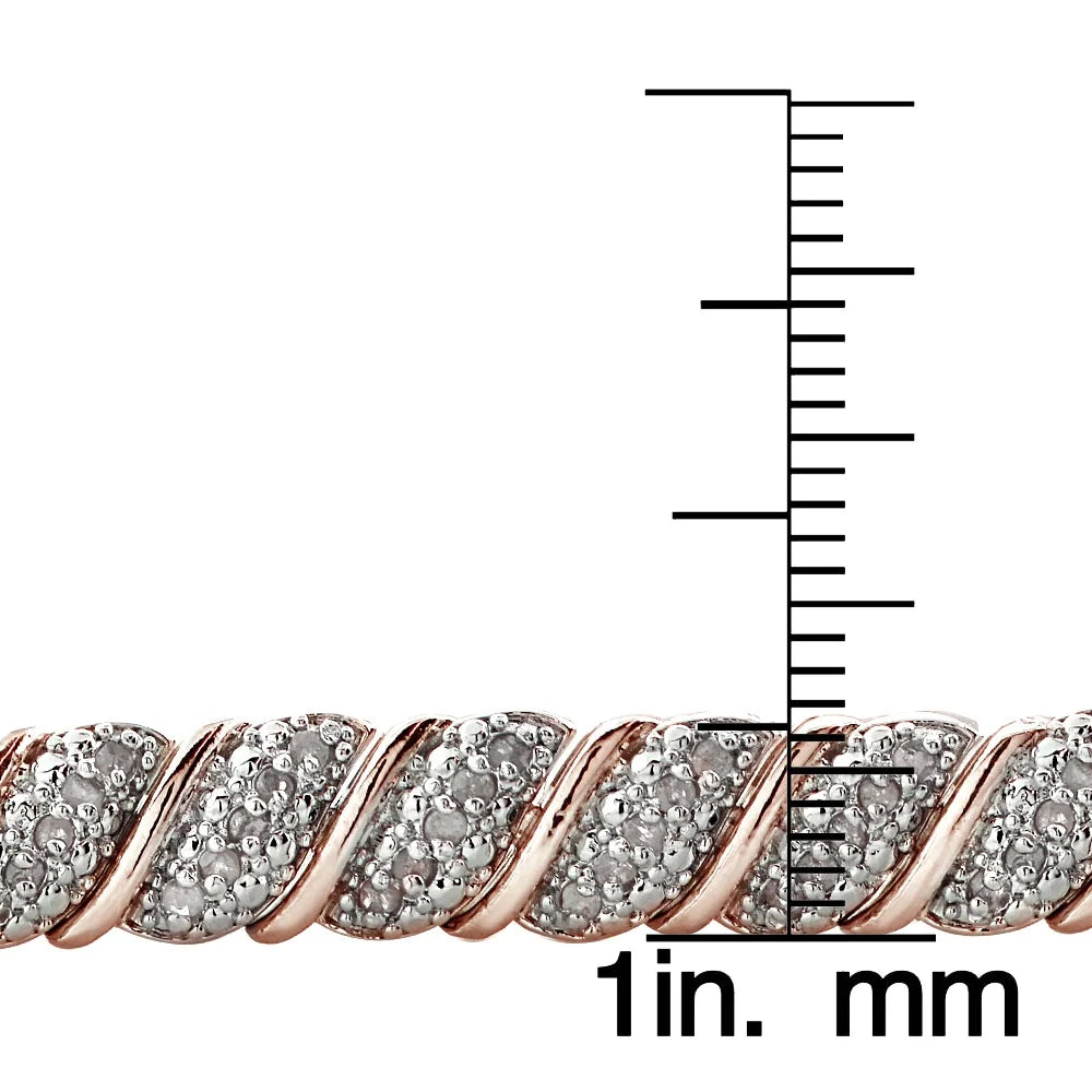 18K Rose Gold Plated 1Ct TDW Diamond Tennis Bracelet – Elegant Fancy Design