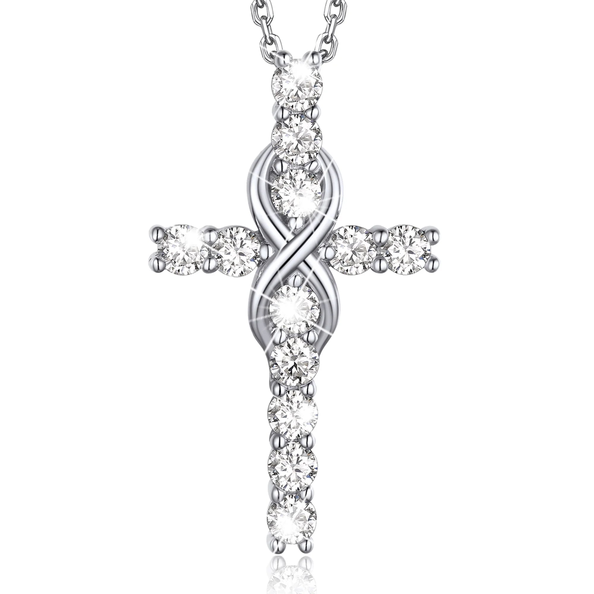Cross Necklace for Women – 1 Carat Moissanite Sterling Silver Pendant | Christian Jewelry Gift