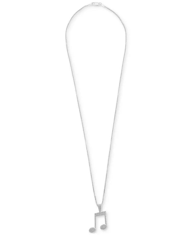Men’s Diamond Pavé Music Note Pendant Necklace – 1/4 Ct. T.W., Sterling Silver, 22" Chain