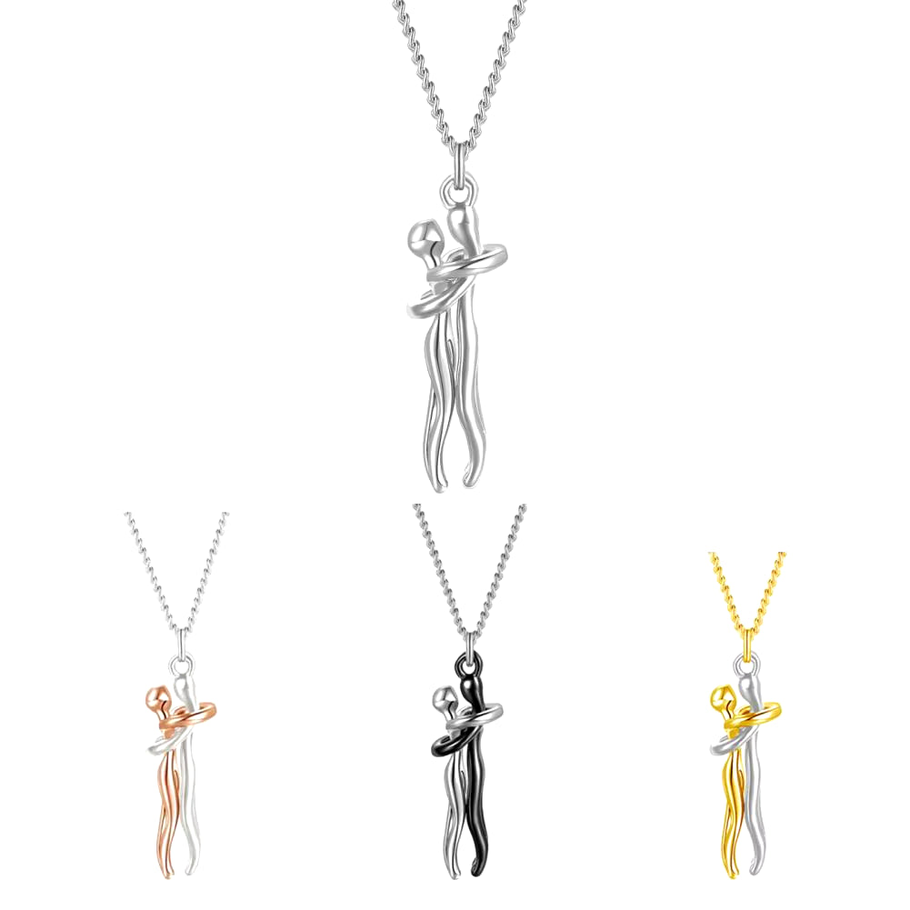 Embrace Forever Necklace – Adjustable Hugging Couple Pendant for Lovers, Romantic Gift for Him or Her