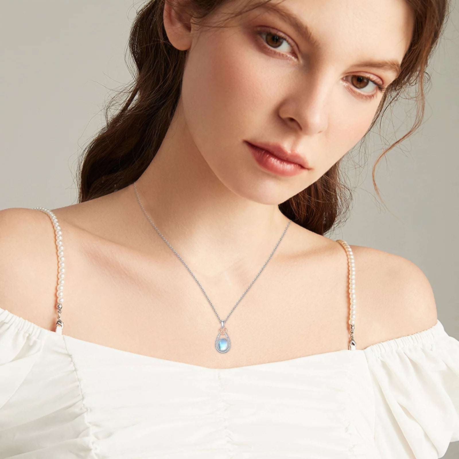 Moonstone Teardrop Necklace – 925 Sterling Silver Pendant for Women, Mom, Daughter, Niece, Wife – Birthday Jewelry Gift