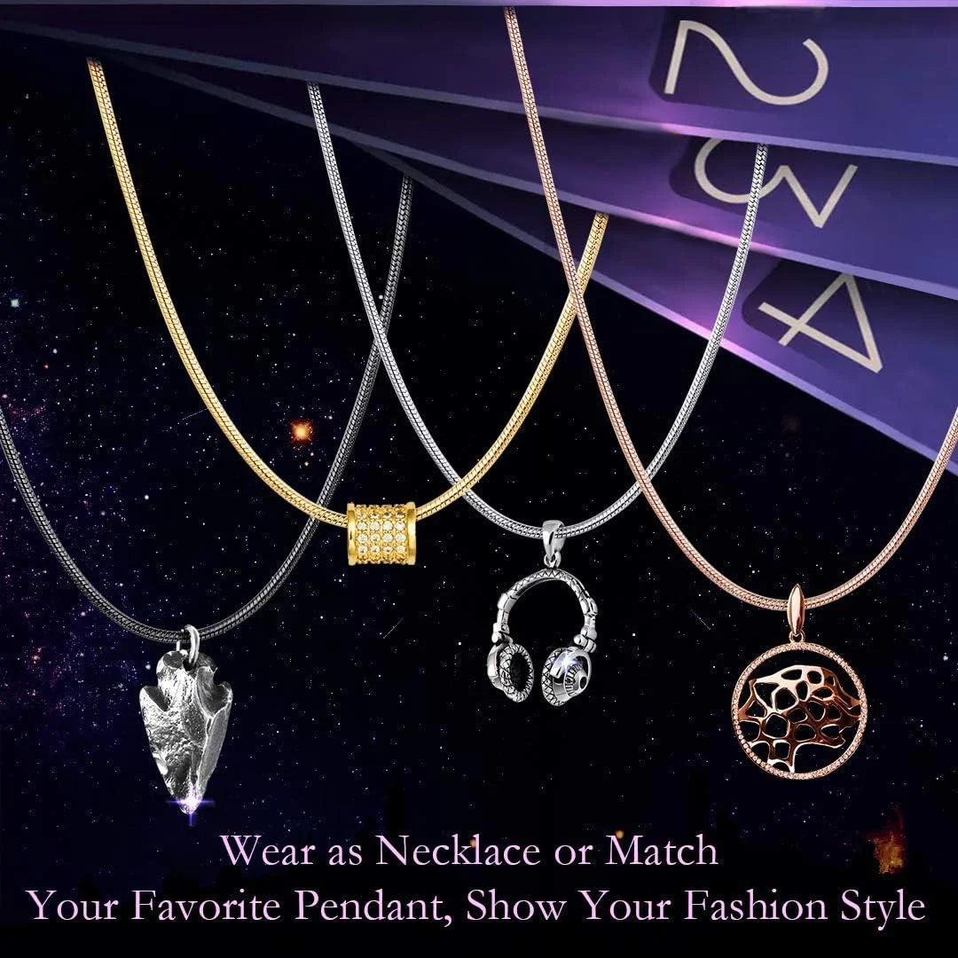 1.0mm Thin Stainless Steel Snake Chain Necklace – Silver Tone, Lobster Clasp, 18"–30" Unisex Jewelry Gift for Men & Women