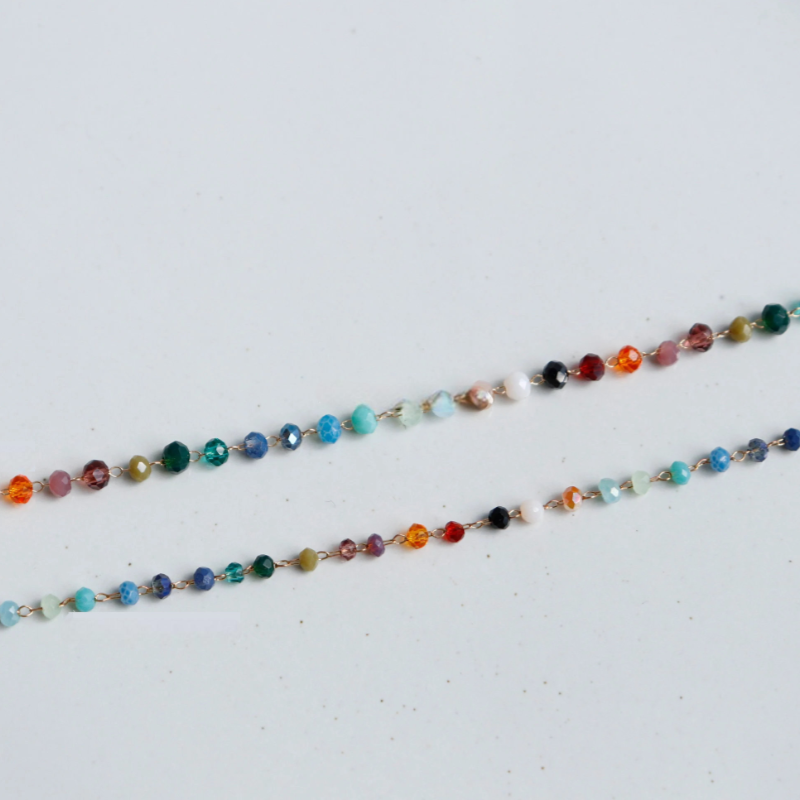 Rainbow Gemstone Beaded Necklace – Dainty Colorful Charm for a Playful, Elegant Look