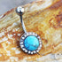 Antique Jeweled Turquoise Navel Ring – Vintage-Inspired Belly Button Ring with Gem Accents