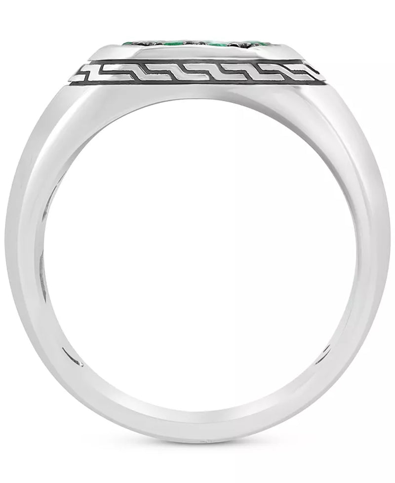 EFFY® Men’s Emerald Cluster Ring – 3/4 Ct. T.W., Sterling Silver