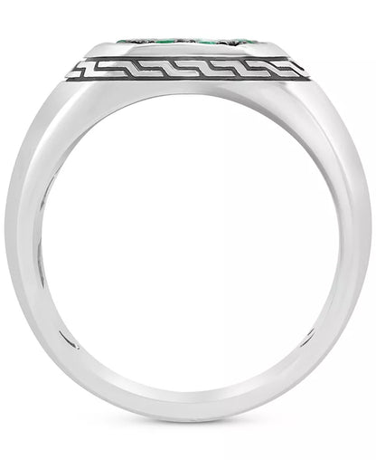 EFFY® Men’s Emerald Cluster Ring – 3/4 Ct. T.W., Sterling Silver