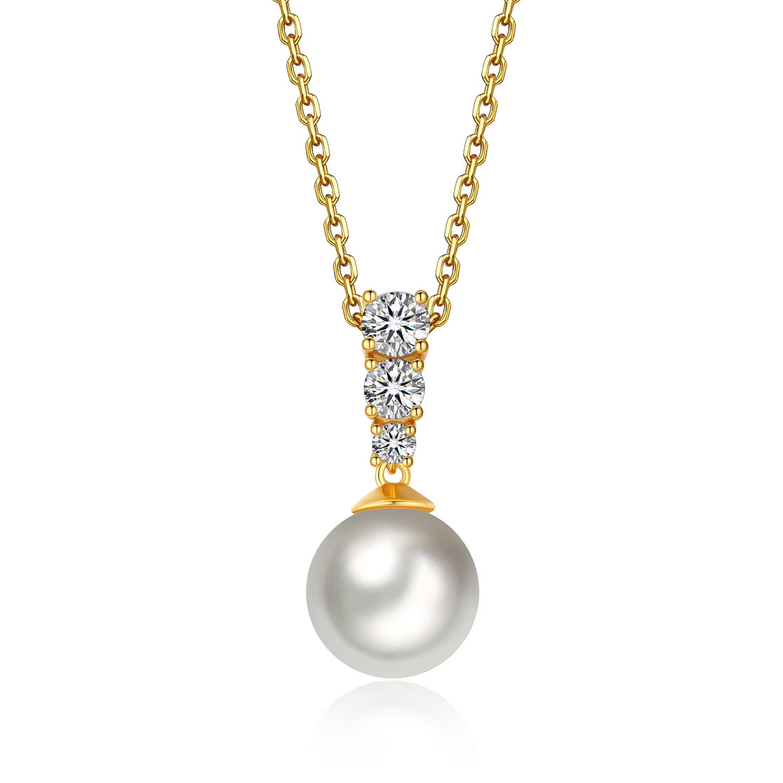 14K Gold Plated Pearl Necklace for Women – 925 Sterling Silver Moissanite Pendant for Birthday, Wedding &amp; Anniversary