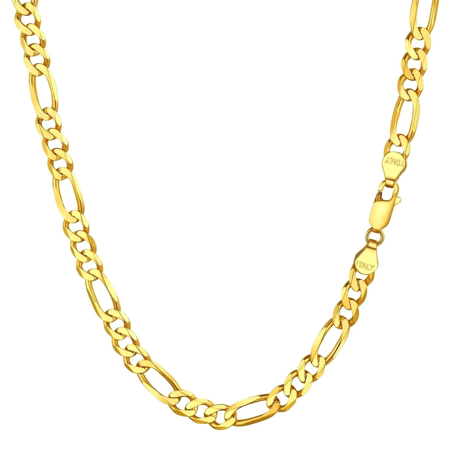 14K Gold Plated Italian 5MM Figaro Chain Necklace for Men &amp; Women – 925 Sterling Silver Core, Classic Style, Daily Wear Gift with Box for Valentine’s Day, Birthday, or Party