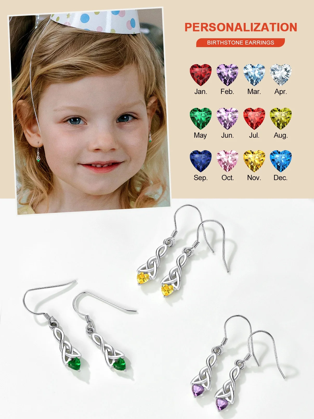 💚 925 Sterling Silver Jewelry Set for Women – May Emerald Birthstone Heart Celtic Knot Necklace &amp; Drop Earrings | Dainty Jewelry Gift for Mom, Daughter, Wife, or Friend