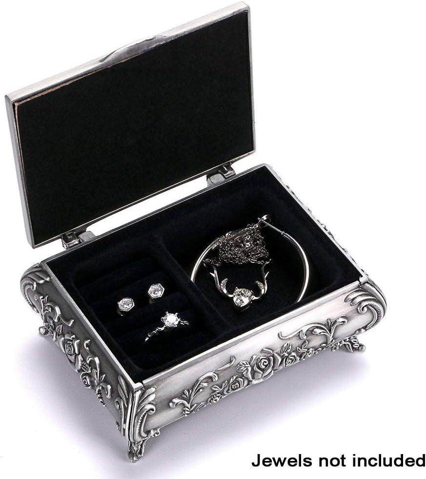 Vintage Keepsake Jewelry Box – Small Antique Metal Treasure Chest for Rings &amp; Earrings, Perfect Gift for Women &amp; Girls
