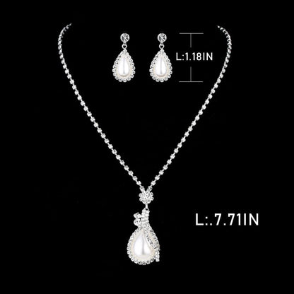 Bride Silver Necklace and Earrings Set – Crystal Rhinestone Bridal Wedding Jewelry Choker for Women and Girls