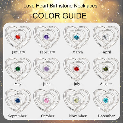 18K White Gold Plated Love Heart Necklace with Red Garnet Pendant – S925 Sterling Silver Birthstone Jewelry for Women