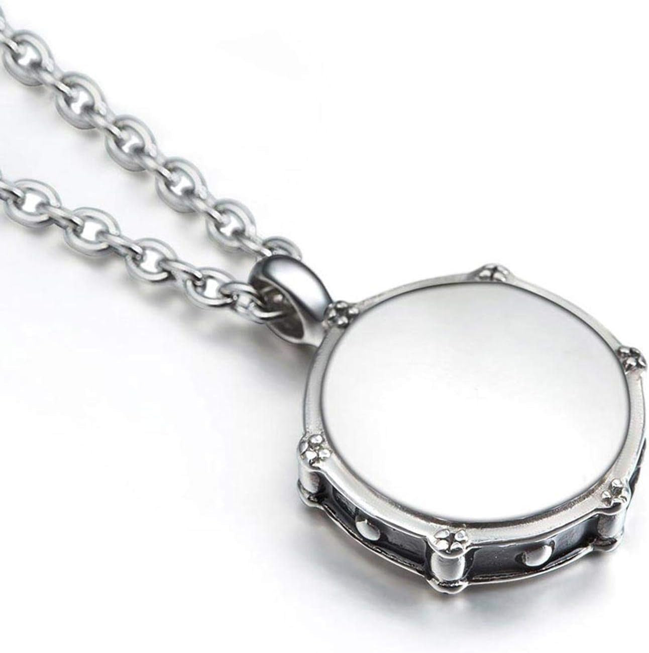 Rock Drum Necklace for Men – Stainless Steel Drumstick Pendant, Perfect Drummer Gift
