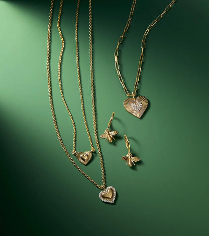 Fashion Gold Layered Heart Necklace – Trendy Metal Jewelry for Women