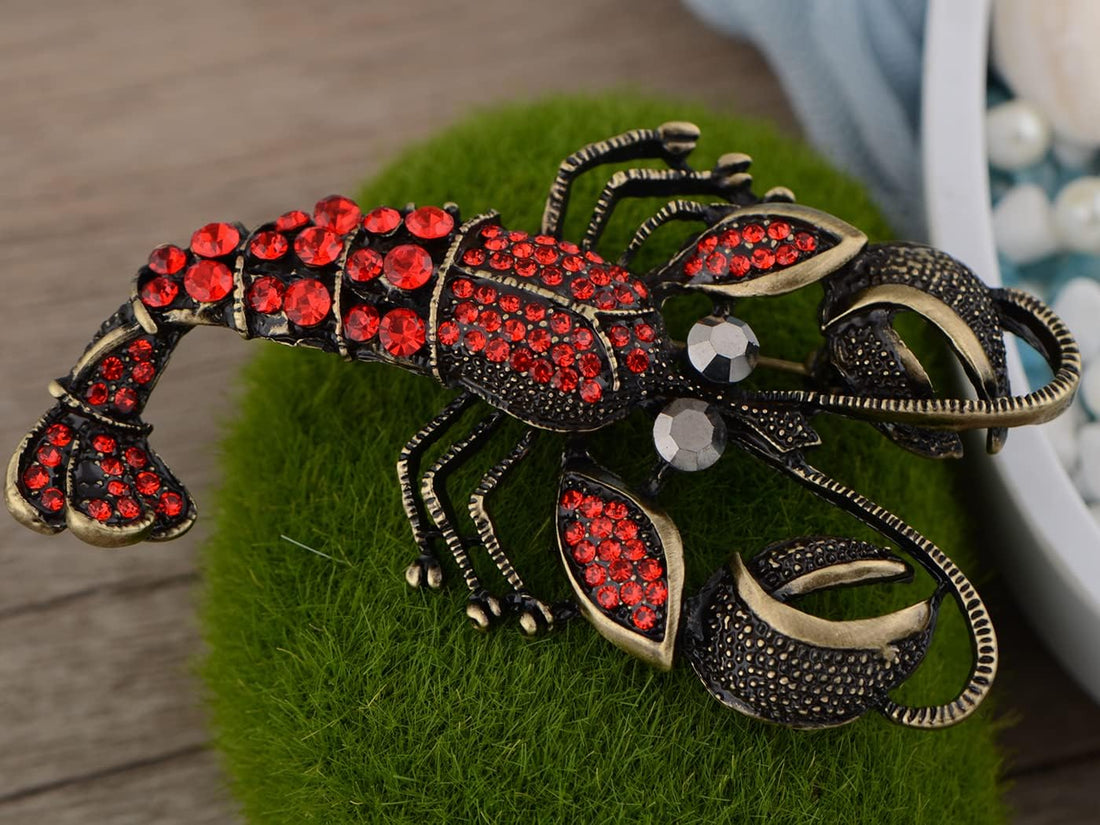 Vintage-Inspired Crystal Rhinestone Lobster Fashion Pin – Elegant Retro Brooch