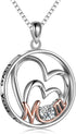 Mother’s Day Gift – Sterling Silver Mother & Daughter Pendant Necklace, Heart Jewelry for Mom, Nana, Wife, or New Mother