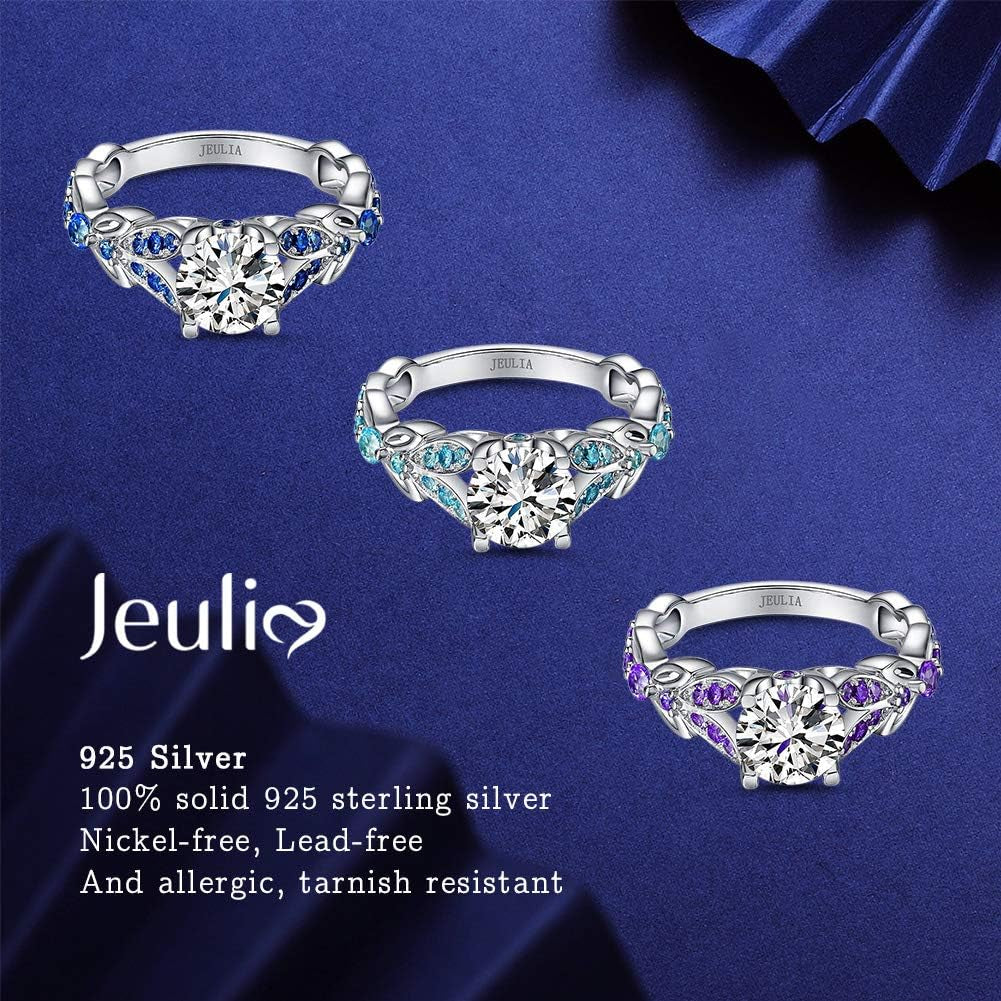 4.3 Carat Personalized Sterling Silver Butterfly Ring Set for Women – Purple Amethyst Round Cut Bridal Wedding Engagement Eternity Promise Rings