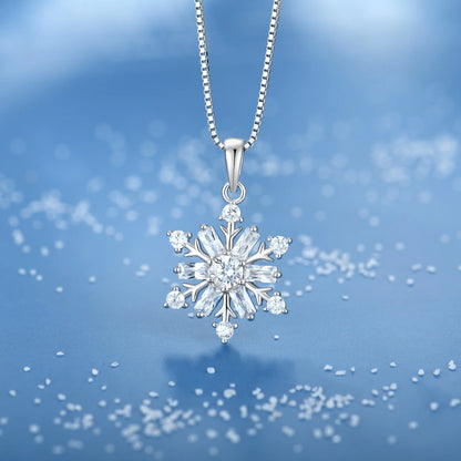 ❄️ 925 Sterling Silver Snowflake Necklace with April Cubic Zirconia Pendant  Elegant Christmas Jewelry Gift for Women