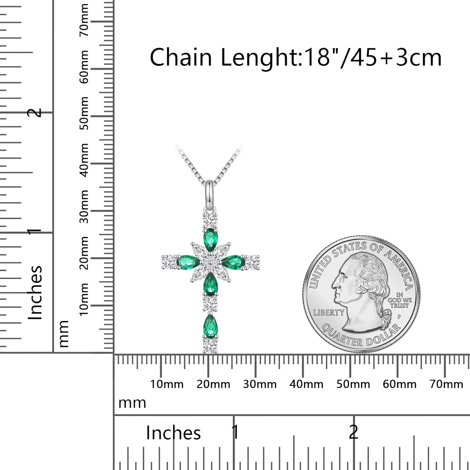 925 Sterling Silver Cross Necklace for Women – Delicate Star &amp; Birthstone Pendant, 18&quot; Chain – Religious Birthday Jewelry Gift for Mom