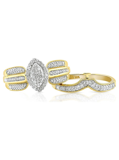 10K Yellow Gold Bridal Set Ring – 0.33 Ct. T.W. Diamond for Women