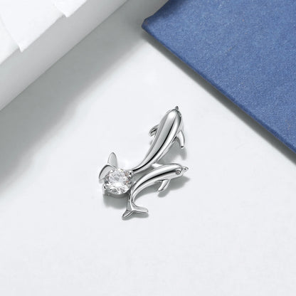 Ginger Lyne Dolphins Pendant Necklace for Women – Sterling Silver with Cubic Zirconia