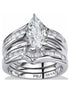 Marquise Cut Yellow Gold-Plated Cubic Zirconia Engagement & Wedding Ring Set