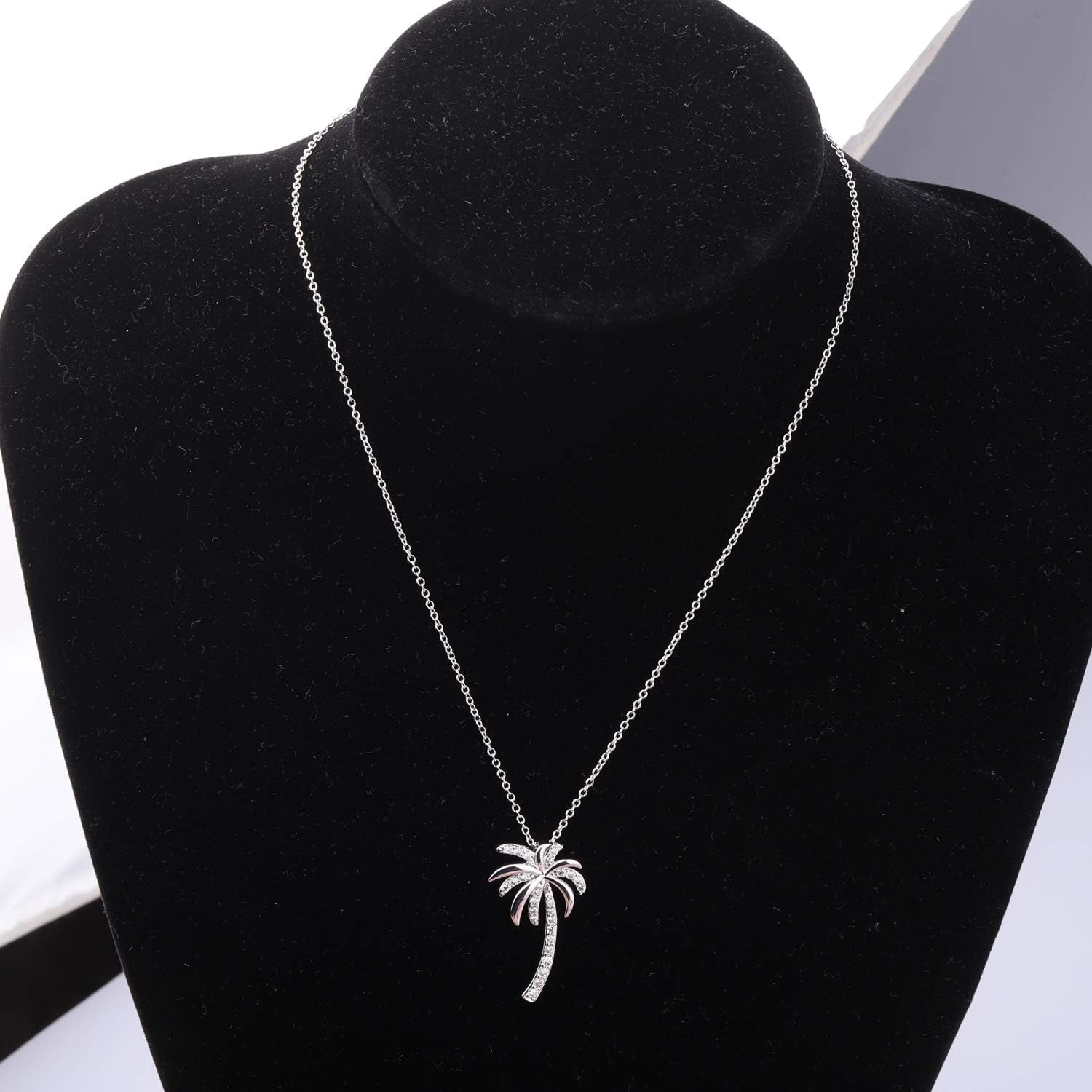 Tropical Beach Palm Tree Pendant Necklace – CZ Crystal Hawaii Bridal Jewelry | Beach Wedding &amp; Bridesmaid Gift