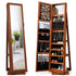 360Degree Rotatable Jewelry Cabinet 2-In-1 Lockable Mirrored Organizer Brown