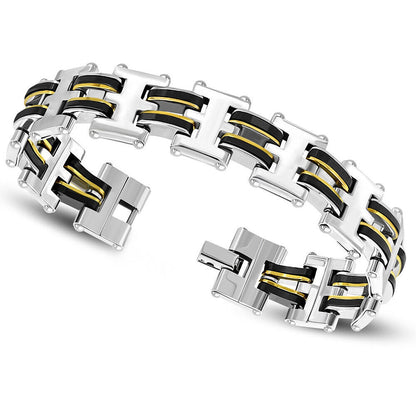 Men’s Link Chain Bracelet – Stainless Steel in Silver-Tone, Gold-Tone, and Black | 8.5&quot;