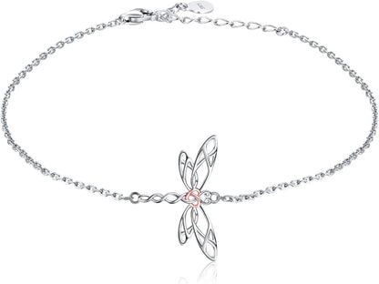 🐉 Sterling Silver Dragonfly Bracelet for Women