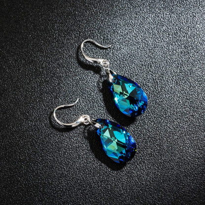 Austrian Crystal Teardrop Dangle Hook Earrings for Women – 14K Gold Plated, Hypoallergenic Jewelry