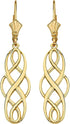 14K or 10K Yellow Gold Celtic Interlace Knot Leverback Earrings – 3/4” Choice of Metal
